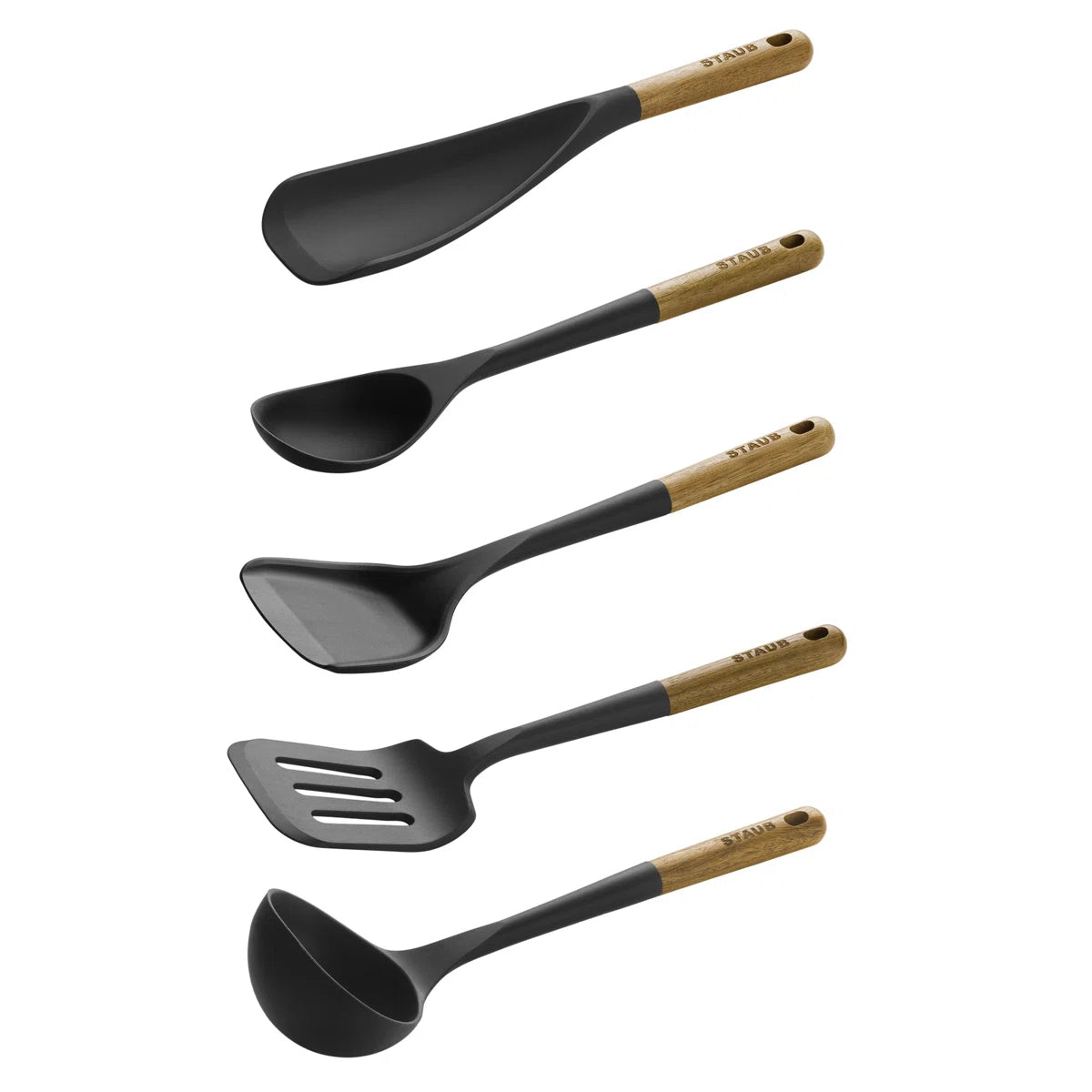 Silicone with Wood Handle 5-Piece Cooking Utensil Set