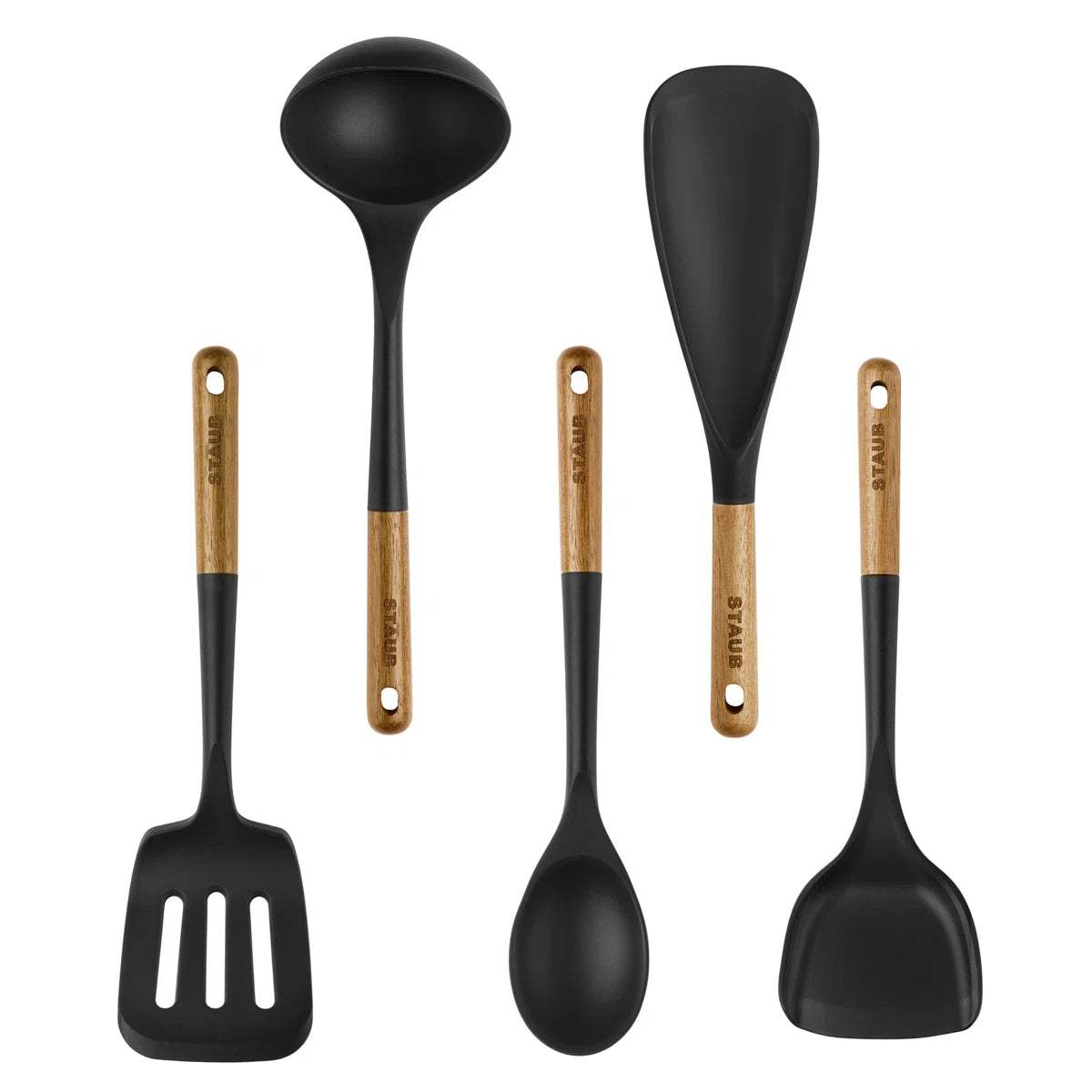 Silicone with Wood Handle 5-Piece Cooking Utensil Set