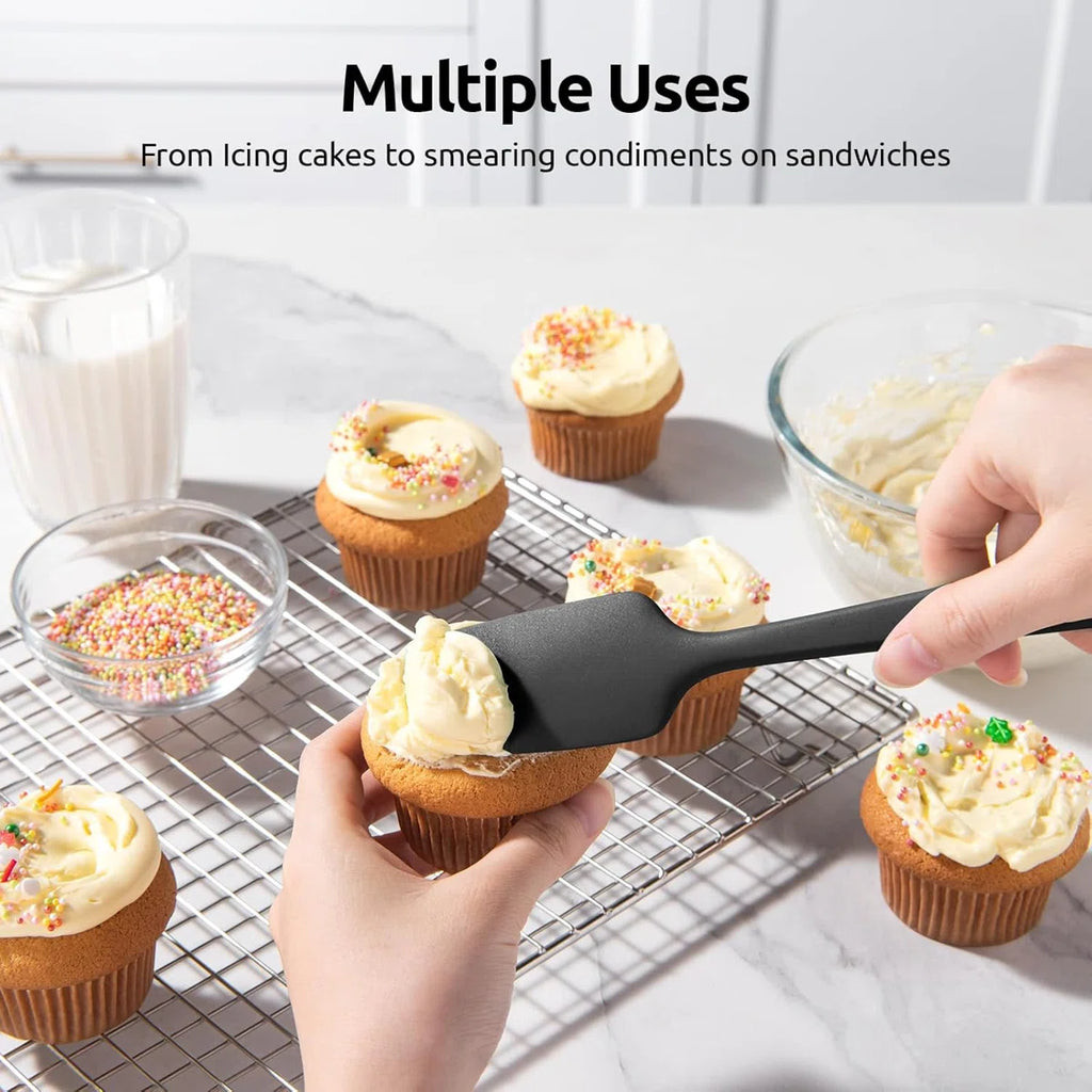 600ºF Heat-Resistant Silicone Spatula Set, 4-Piece BPA-Free Kitchen Baking Cooking Tools