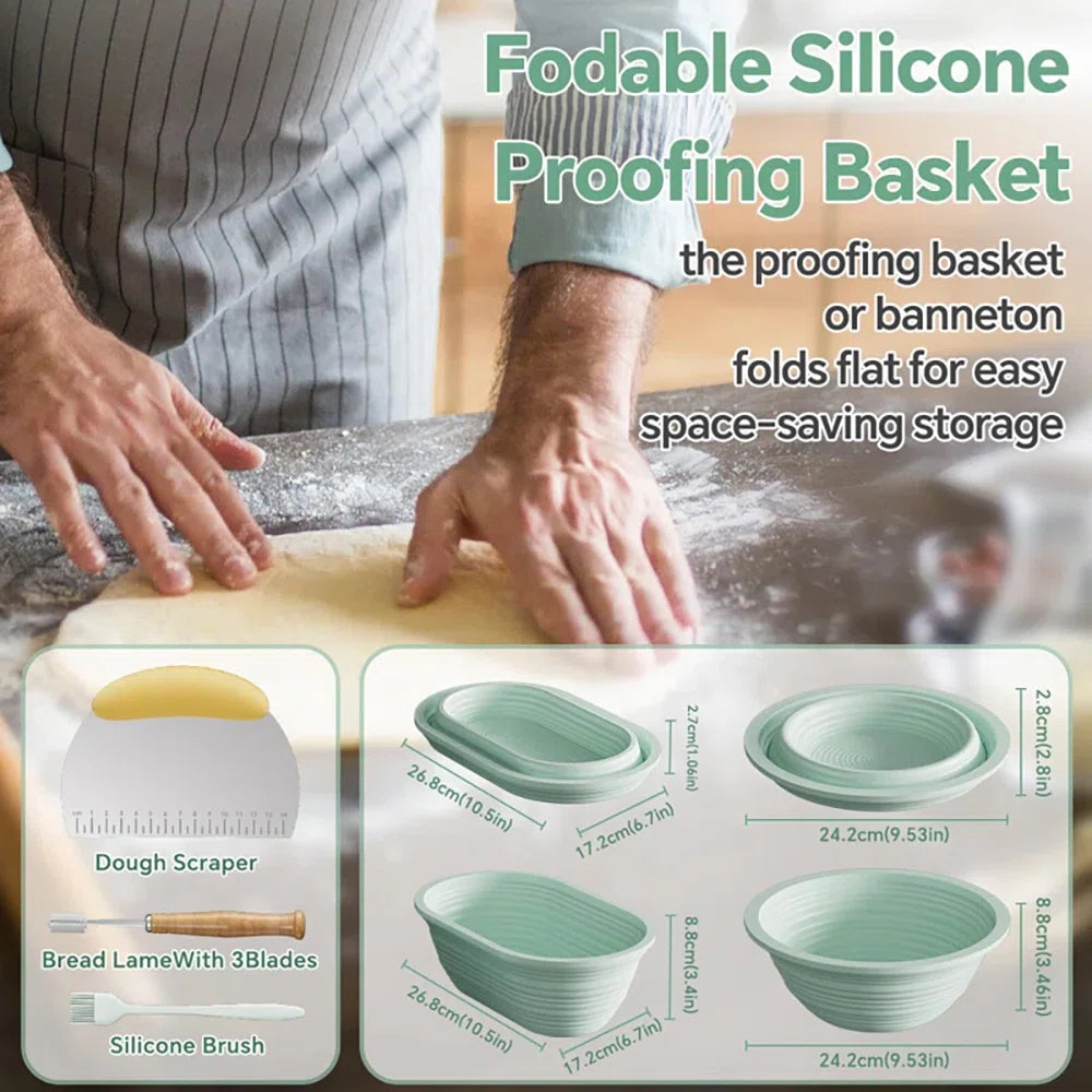 Banneton Bread Proofing Basket 7-Piece Sourdough Bread Proofing Basket for Baking 9 In Round & 10 In Oval Proofing Basket